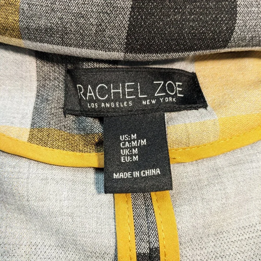 RACHEL ZOE Gray & Pumpkin Plaid Trench Coat w/ Belt - Picture 6 of 7